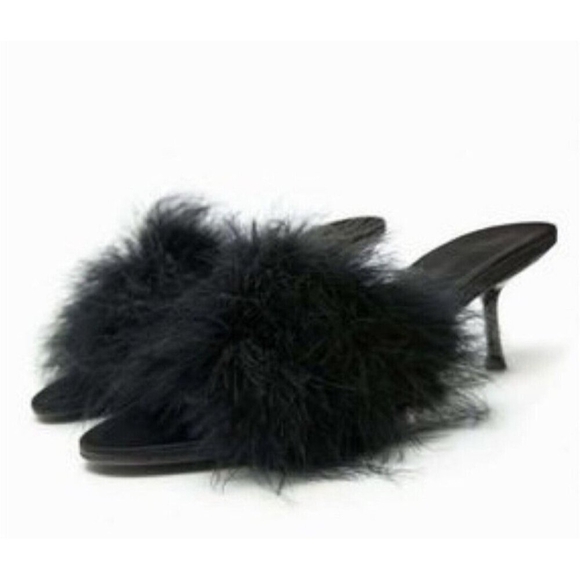 ZARA Feather Sandals Size EU 40/US 9.5 - Picture 1 of 13